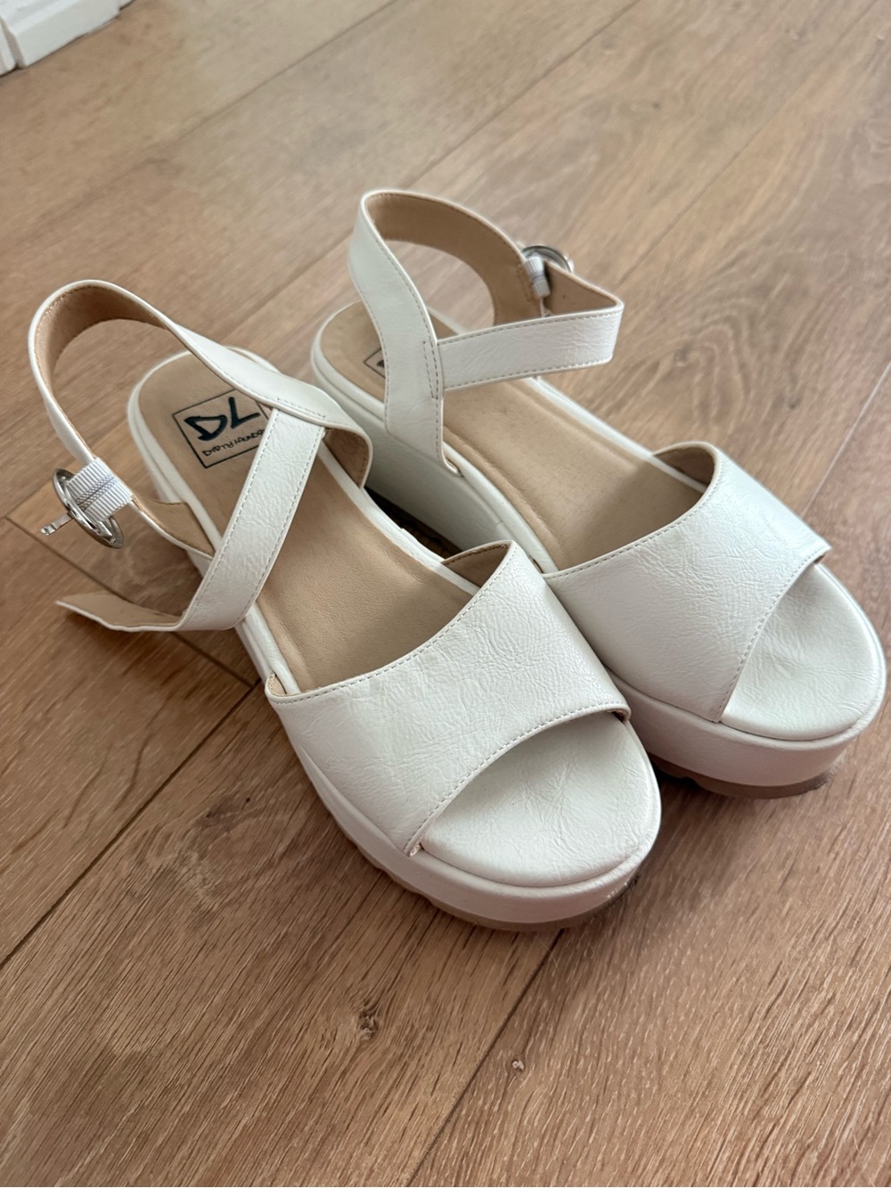 Dirty Laundry White Platform Ankle-Strap Sandals